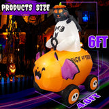 NNEOBA Halloween Inflatable Ghost with Pumpkin Cart - 6FT