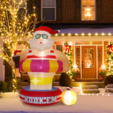 NNEOBA Christmas Hawaii Santa Inflatable Yard Decor LED