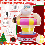 NNEOBA Christmas Hawaii Santa Inflatable Yard Decor LED