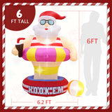 NNEOBA Christmas Hawaii Santa Inflatable Yard Decor LED