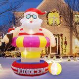 NNEOBA Christmas Hawaii Santa Inflatable Yard Decor LED
