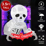 NNEOBA Halloween Inflatable Skull with LED Flying Skeleton