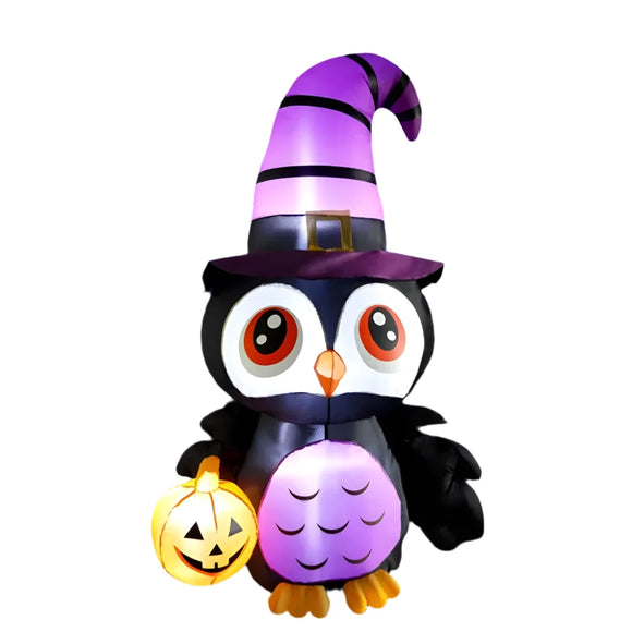 NNEOBA 6FT Inflatable Owl Halloween Yard Decoration with LED Lights