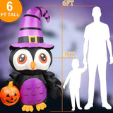 NNEOBA 6FT Inflatable Owl Halloween Yard Decoration with LED Lights