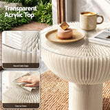 Artiss Paper End Table Honeycomb Coffee Table Foldable Round Bedside Side Table White 40x55cm