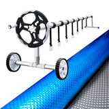 NNEDSZ Pool Cover 500 Micron 10x4m Swimming Pool Solar Blanket Blue Silver 5.5m Roller