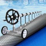 NNEDSZ Pool Cover 600 Micron 11x6.2m w/ Roller 6.55m Swimming Pools Solar Blanket