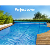 NNEDSZ Pool Cover 6.5x3m 400 Micron Silver Swimming Pool Solar Blanket 5.5m Roller