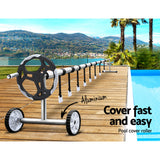 NNEDSZ Pool Cover 6.5x3m 400 Micron Silver Swimming Pool Solar Blanket 5.5m Roller