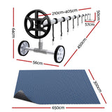 NNEDSZ Pool Cover 600 Micron 6.5x3m w/ Roller 4m Swimming Pools Black Solar Blanket