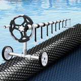 NNEDSZ Pool Cover 600 Micron 6.5x3m w/ Roller 5.55m Swimming Pools Black Solar Blanket