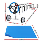 NNEDSZ Pool Cover 600 Micron 6.5x3m w/ Roller 5.55m Swimming Pools Solar Blanket