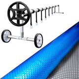 NNEDSZ Pool Cover 6.5x3m 400 Micron Silver Swimming Pool Solar Blanket 4m Roller