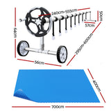 NNEDSZ Pool Cover 600 Micron 7x4m w/ Roller 5.55m Swimming Pools Solar Blanket