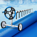 NNEDSZ Pool Cover 600 Micron 7x4m w/ Roller 5.55m Solar Blanket Blue