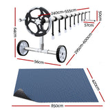 NNEDSZ Pool Cover 600 Micron 8.5x4.2m w/ Roller 5.55m Swimming Pools Black Solar Blanket