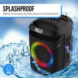 NNEMB M&B Portable Splash Proof 80W Bluetooth Party Speaker, IPX4, TWS Pairing, Multi-Input, Lithium Battery, RGB, USB Charging