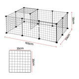 i.Pet Dog Playpen 12 Panels Pet Playpen 35x35cm Iron DIY Enclosure for Small Animals