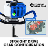 NNEMB PD750 52cc 2-Stroke Petrol Post Hole Digger, 200mm Auger w/ 600mm Extension Shaft