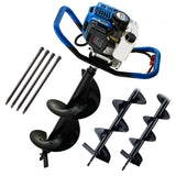 NNEMB PD950 52cc 2-Stroke Petrol Post Hole Digger, w/ 3 Auger bits, 600mm Extension Shaft