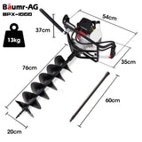 NNEMB Petrol Post Hole Digger, Safety Stop Brake, 200mm Double Helix Earth Auger Bit