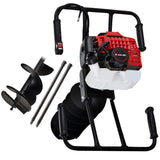 NNEMB Petrol Post Hole Digger, 2 Man Handle, 200mm Double Helix +300mm Earth Auger Bits