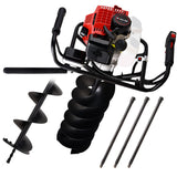 NNEMB Petrol Post Hole Digger, Safety Brake, 150mm+200mm Double Helix Earth Auger Bits