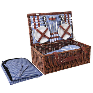 NNEDSZ 4 Person Picnic Basket Baskets Handle Outdoor Insulated Blanket