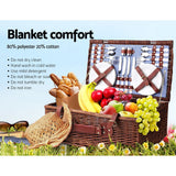NNEDSZ 4 Person Picnic Basket Baskets Handle Outdoor Insulated Blanket