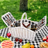 NNEDSZ 2 Person Picnic Basket Baskets White Deluxe Outdoor Corporate Blanket Park