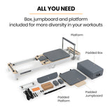 NNEMB Aluminium Pilates Reformer Machine, Stretch Bed with box and jump board accessories