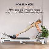 NNEMB Aluminium Pilates Reformer Machine, Stretch Bed with box and jump board accessories