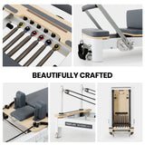 NNEMB Aluminium Pilates Reformer Machine, Stretch Bed with box and jump board accessories