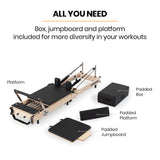 NNEMB Wooden Pilates Reformer Machine, Stretch Bed with box and jump board accessories