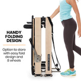 NNEMB Wooden Pilates Reformer Machine, Stretch Bed with box and jump board accessories