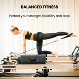 NNEMB Wooden Pilates Reformer Machine, Stretch Bed with box and jump board accessories