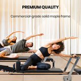 NNEMB Wooden Pilates Reformer Machine, Stretch Bed with box and jump board accessories