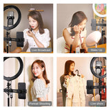 10.2 Curved Rgbw Led Ring Light Kit With Tripod Dual Phone Brackets Remote And Clamp-1915196719826604037