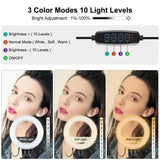 6.2 Led Ring Light With Usb 3 Modes Dimmable Vlogging Photography Video Pocket Tripod Mount Cold Shoe Ball Head Black-1915196506592382983