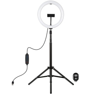 10.2 26Cm Ring Light Kit With Tripod Usb 3 Modes Dual Colour Phone Clamp Remote - Black-1915196770636402689