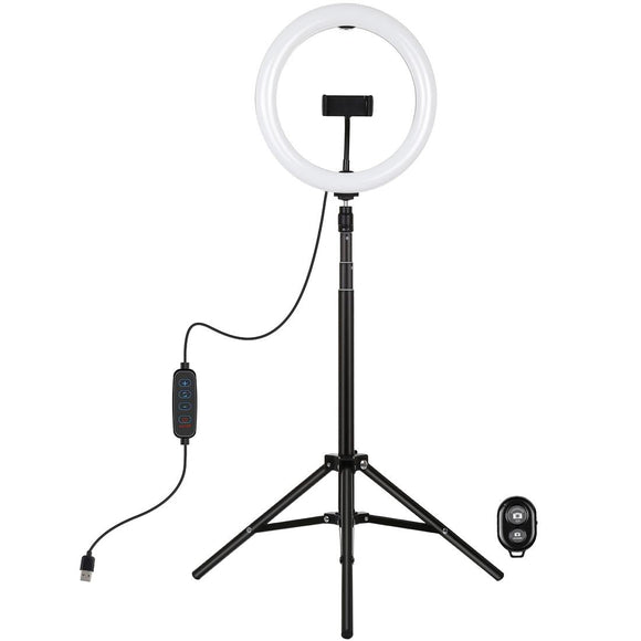 10.2 26Cm Ring Light Kit With Tripod Usb 3 Modes Dual Colour Phone Clamp Remote - Black-1915196770636402689