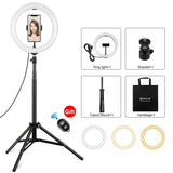 10.2 26Cm Ring Light Kit With Tripod Usb 3 Modes Dual Colour Phone Clamp Remote - Black-1915196770636402688