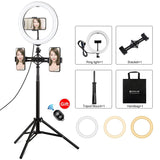10.2 Dual Phone Tripod With Usb Ring Light & Remote-1915196784095924224