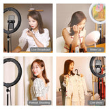 10.2 Ring Light With Tripod Usb 3 Modes Dual Colour Diffuse Light Phone Clamp with Remote - Black-1915196507351552003