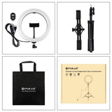10.2 Led Ring Light With Tripod & Dual Phone Brackets - Usb Dimmable Dual Colour Temperature Selfie Remote - Black-1922443471784906754
