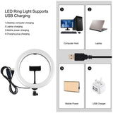 10.2 Led Ring Light With Tripod & Dual Phone Brackets - Usb Dimmable Dual Colour Temperature Selfie Remote - Black-1922443471784906758