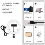 7.9 Dual-Colour Led Ring Light With Desktop Mount And Phone Clamp-1915196509482258437