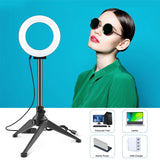 12Cm Ring Light & Desktop Tripod Selfie Stick Mount With Usb Led Ring Selfie Beauty Vlogging Photography Video Lights Kit In Black-1915196759039152131