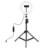 7.9 Led Ring Light With Tripod And Phone Clamp - 3 Modes Dual Colour Temperature Dimmable - Black-1915196787849826305