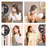 7.9 Led Ring Light With Tripod And Phone Clamp - 3 Modes Dual Colour Temperature Dimmable - Black-1915196787849826313